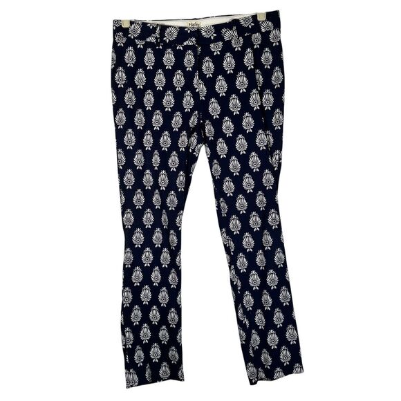 HATLEY Navy Pants Floral Pattern Size 8 Beach Travel Business Casual Spring Work - Picture 1 of 6